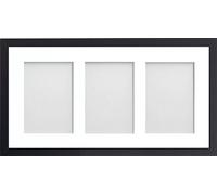 Allington Range 20x10-inch Black Picture Photo Frame with White 3-Aperture Mount for Image Size 7x5-inch (Portrait)