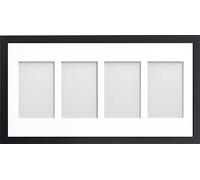 Allington Range 20x10-inch Black Picture Photo Frame with White 4-Aperture Mount for Image Size 6x4-inch (Portrait)