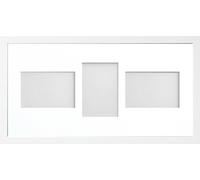 Allington Range 20x10-inch White Picture Photo Frame with White 3-Aperture Mount for Image Size 6x4-inch (LPL)
