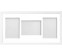 Allington Range 20x10-inch White Picture Photo Frame with White 3-Aperture Mount for Image Size 7x5-inch (PLP)