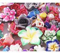 ALLinONE Mixed Size and Style Fimo Polymer Clay Flower for DIY Craft (100)