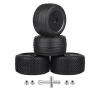 AllinRC 1/18 Off-Road Wheels and Tires 8mm Hex Preglued High Traction for Losi Mini-T 2.0 Brushless Stadium Truck (Black Wheels)