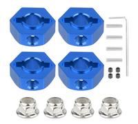 AllinRC 12mm Wheel Hex Hubs 5mm Axle Hole, Drive Adapter Set w/ M4 Flange Lock Nuts for 1/10 1/12 RC Car Truck Buggy, Compatible with Traxxas Tamiya Redcat Axial (Blue)