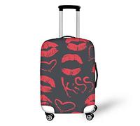 Allinterest - washable luggage cover suitcase protector colorful accessories luggage cover for women girls, Flaming Lip Kiss, G