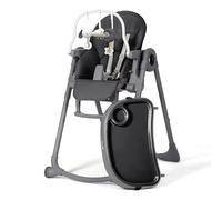 Allis Baby Lola Adjustable Folding High Chair with Multiple Height and Seat Positions, Removable Tray, 5 Point Harness and Toy Bar, Portable Highchair for Babies and Toddlers (Black)