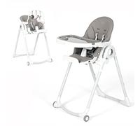 Allis Baby Lola Adjustable Folding High Chair with Multiple Height and Seat Positions, Removable Tray, 5 Point Harness and Toy Bar, Portable Highchair for Babies and Toddlers (Grey)