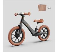 Allis LUMI 12" Balance Bike with Basket and Bell - Training Bike for Toddlers with Adjustable Seat for Age 2-5Y - Sturdy Design Puncture Proof Tires and Rust Resistant Frame - Black