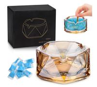 AllisWay Glass Octagonal Outdoor Modern Ashtray, Clear, 4.5 Inches Diameter x 2.1 Inches Height, Windproof, Easy to Clean, Gift, Multiple Users