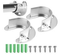 ALLisWE 2PCS Closet Pole Sockets 32mm, Stainless Steel Wardrobe Rail Bracket U Shaped Hanging Rail Brackets Closet Rod Ends Supports with Screws for Wardrobe Cupboard Shower Curtain Rod Flange Socket