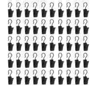 ALLisWE 50PCS Stainless Steel Curtain Hooks, Heavy-Duty Hook Clip Set, Light Hangers Wire Holders for Home Decorations, Bathroom, Shower Curtains, Photo Decors (Black)