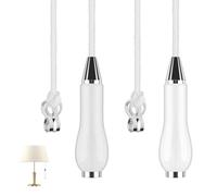 ALLisWE Bathroom Light Pull Cord Handle with Nylon Pull String Light Switch Chrome Finish White Porcelain Pull Cord End Blind Cord Handle for Classic Light Fan Switch (White Light Pull Cord-2PCS)