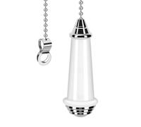 ALLisWE Bathroom Light Pull Cord Handle with Pull Chain Extension Light Switch Chrome Finish White Porcelain Light Cord Pull Ends Blind Cord Handle for Bedroom Classic Toilet Light Fan Switch