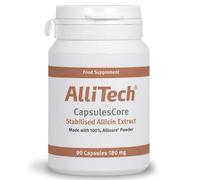AlliTech CapsulesCore 90 x 180mg | 100% Allisure® Stabilised Allicin from Garlic for Immune & Heart Health | Equivalent to 40 Fresh Garlic Cloves | High Strength Odourless Vegan & Gluten Free Capsules