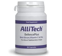 AlliTech DefencePlus Capsules 90 x 180mg | 100% Allisure® Stabilised Allicin, Beta Glucan, Vitamin C & Zinc | Multi-Nutrient Advanced Daily Immune Defence Supplement | Odourless, Vegan & Gluten Free