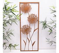 Allium Flower Rustic Metal Wall Art Sculpture Plaque Home Garden Decor