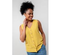 Allium V-Neck Linen Blend Waistcoat Style Vest Lily & Me Brown 10