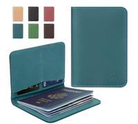 ALLIVE Genuine Leather Passport Holder Women Men, passport holder for travel Passport Wallets,Travel Must Haves Airport Essentials, Passport Cover Case Travel Gifts airtag, Style 2-Blue