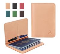 ALLIVE Genuine Leather Passport Holder Women Men, passport holder for travel Passport Wallets,Travel Must Haves Airport Essentials, Passport Cover Case Travel Gifts airtag, Style 2-Beige, Classic