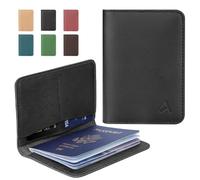 ALLIVE Genuine Leather Passport Holder Women Men, Passport Wallets with Airtag Slot, Passport Cover Case Travel Gifts, Black, Without Airtag Holes
