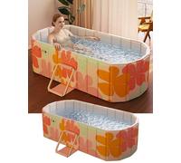 ALLIVING Portable Bathtub Ice Bath Tub - Foldable Collapsible Bathtub for Adult Shower Bathroom Hot SPA Soaking Cold Plunge Tub Freestanding Bathtub Indoor Outdoor 59"Lx22"Wx20"H Pink