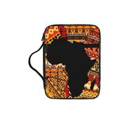 ALLiYa African Map Ethnic Pattern Bible Storage Bag Bible Carrying Case with Handle and Zippered Pocket