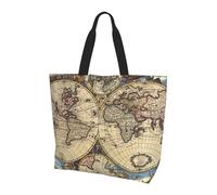 ALLiYa Ancient Map World Globe Shoulder Bag Reusable Grocery Bags Tote Bags