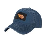ALLiYa Basketball On Fire Adult Washed Denim Baseball Cap Dad Cap Regular Cap Running Training Daily Baseball Cap