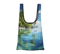 Alliya Beautiful Island In The Sea Foldable Shopping Bag In Pouch Reusable Shopping Bags
