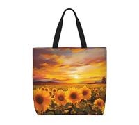 ALLiYa Beautiful Sunflower Field Sunset Tote Bags Cloth Bags Women Large Shoulder Bag Reusable Grocery Bags