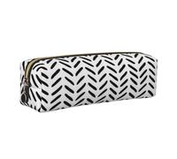 ALLiYa Black and White Pattern Leather Pencil Case Art Utensils Storage Bag Makeup Pouch