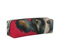 ALLiYa Black White Cow Leather Pencil Case Art Utensils Storage Bag Makeup Pouch