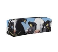 ALLiYa Black White Cows Leather Pencil Case Art Utensils Storage Bag Makeup Pouch