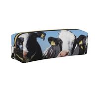ALLiYa Black White Cows Leather Pencil Case Art Utensils Storage Bag Makeup Pouch