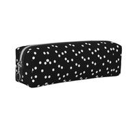ALLiYa Black White Polka Dots Leather Pencil Case Art Utensils Storage Bag Makeup Pouch