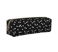 ALLiYa Black White Polka Dots Leather Pencil Case Art Utensils Storage Bag Makeup Pouch