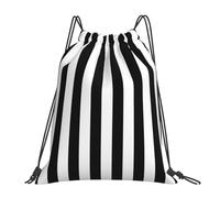 ALLiYa Black & White Stripe Outdoor Portable Backpack Cute Casual Daily Backpack Travel And Play Big Pocket Bag