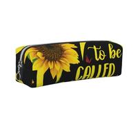 Alliya Blessed to Be Called Sunflower Leather Pencil Case Art Utensils Storage Bag Makeup Pouch