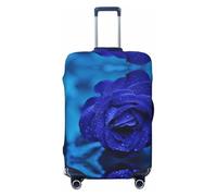 Alliya Blue Rose Blooms Elastic Travel Luggage Cover Suitcase Protector Fits 18-32 Inch Luggage