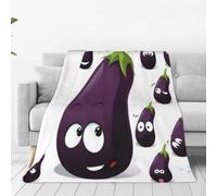 Alliya Cartoon Eggplant Multi Size Ultra Soft Flannel Blanket (Vertical Style) Home Rest Office Nap