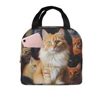 ALLiYa Cats Animal Lunch Bag Multifunctional Bento Bag Reusable Picnic Bag Baghand-Held Fresh-Keeping Bag