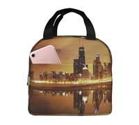 ALLiYa Chicago City Lunch Bag Hand-Held Fresh-Keeping Bag Storage Cool Or Warm Picnic Bag Work Bag