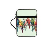 Alliya Colorful Parrots On Tree Bible Storage Bag Bible Carrying Case with Handle and Zippered Pocket