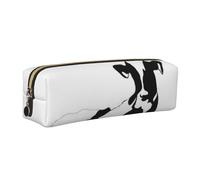 ALLiYa Cow in Black and White Leather Pencil Case Art Utensils Storage Bag Makeup Pouch