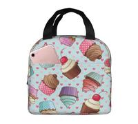 ALLiYa Cupcake Pattern Lunch Bag Multifunctional Bento Bag Reusable Picnic Bag Baghand-Held Fresh-Keeping Bag