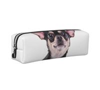 ALLiYa Cute Chihuahua Leather Pencil Case Art Utensils Storage Bag Makeup Pouch