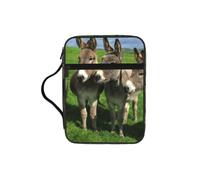 Alliya Donkey On Green Meadow Bible Storage Bag Bible Carrying Case with Handle and Zippered Pocket