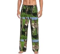 Alliya Donkey On Green Meadow Men'S Pajama Pants Loungewear Nighttime Sleep Relax Lazy Weekend Lie In Bed Sofa