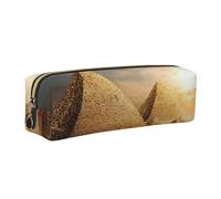 ALLiYa Egyptian Pyramid in Desert Leather Pencil Case Art Utensils Storage Bag Makeup Pouch