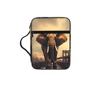 Alliya Elephant On A Bridge Bible Storage Bag Bible Carrying Case with Handle and Zippered Pocket