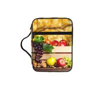 Alliya Fall Red Leaves and Fruits Bible Storage Bag Bible Carrying Case with Handle and Zippered Pocket